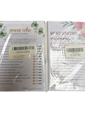 Guess Who Mommy or Daddy Baby Shower Game Cards Set of 2